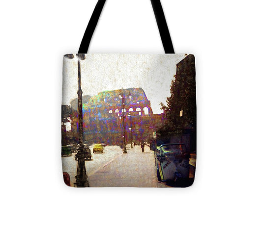 Vintage Travel Down The Street From The Colosseum - Tote Bag