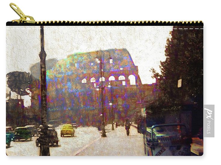 Vintage Travel Down The Street From The Colosseum - Carry-All Pouch