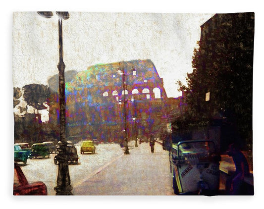 Vintage Travel Down The Street From The Colosseum - Blanket