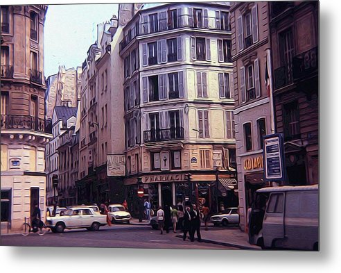 Vintage Travel Europe Streetcorner - Metal Print