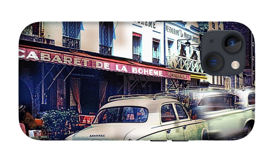 Vintage Travel French cafe Street Scene 1967 - Phone Case