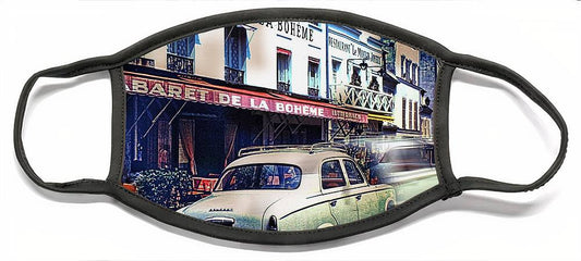 Vintage Travel French cafe Street Scene 1967 - Face Mask