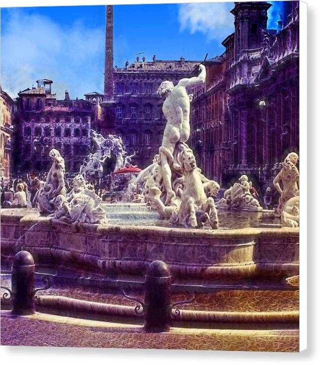Vintage Travel Italian Fountain - Canvas Print