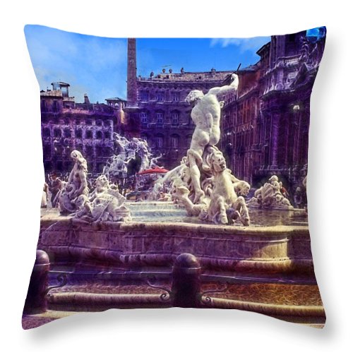 Vintage Travel Italian Fountain - Throw Pillow