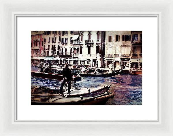 Vintage Travel on A Venice Canal - Framed Print