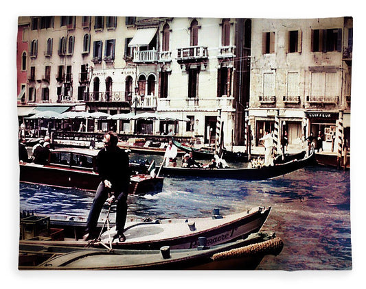 Vintage Travel on A Venice Canal - Blanket