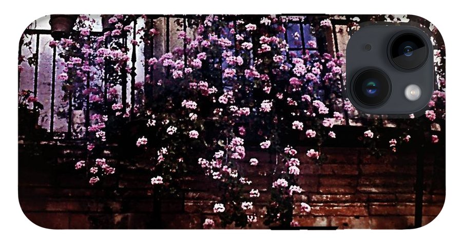 Vintage Travel Pink Roses on a Spanish Balcony - Phone Case