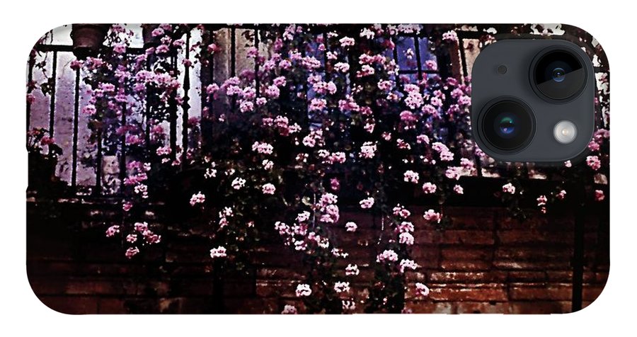 Vintage Travel Pink Roses on a Spanish Balcony - Phone Case