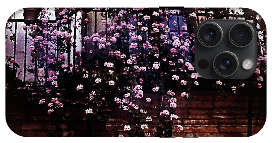 Vintage Travel Pink Roses on a Spanish Balcony - Phone Case