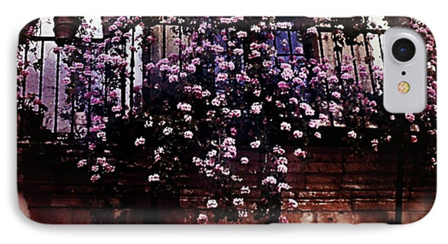 Vintage Travel Pink Roses on a Spanish Balcony - Phone Case