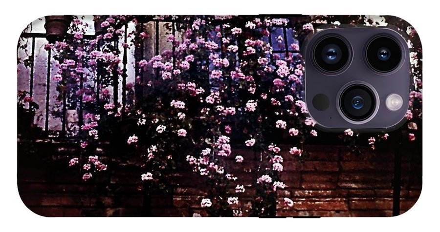 Vintage Travel Pink Roses on a Spanish Balcony - Phone Case