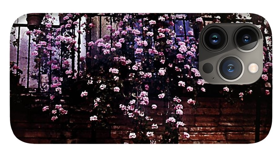 Vintage Travel Pink Roses on a Spanish Balcony - Phone Case