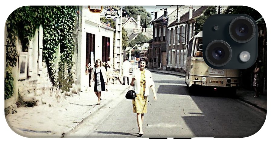 Vintage Travel Shopping on a Paris Street - Phone Case