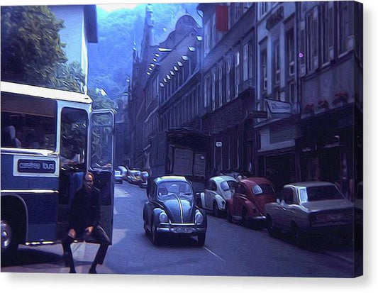 Vintage Travel Street Open Bus Door - Canvas Print