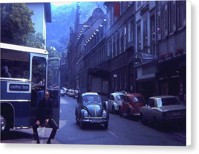 Vintage Travel Street Open Bus Door - Canvas Print