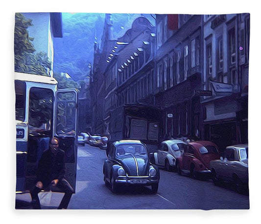 Vintage Travel Street Open Bus Door - Blanket