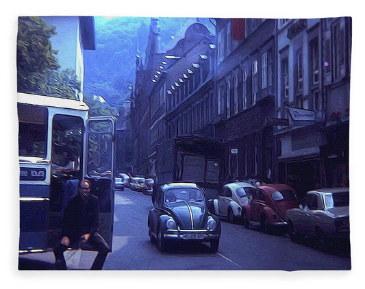 Vintage Travel Street Open Bus Door - Blanket