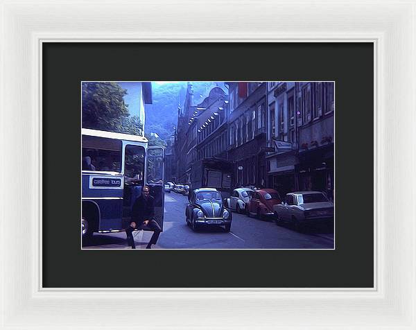 Vintage Travel Street Open Bus Door - Framed Print