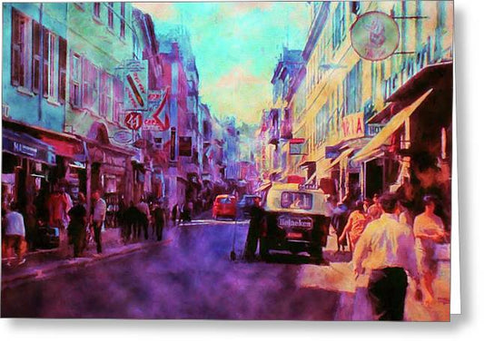 Vintage Travel Street Scene 1969 - Greeting Card
