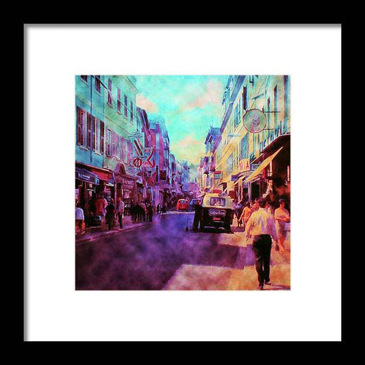 Vintage Travel Street Scene 1969 - Framed Print