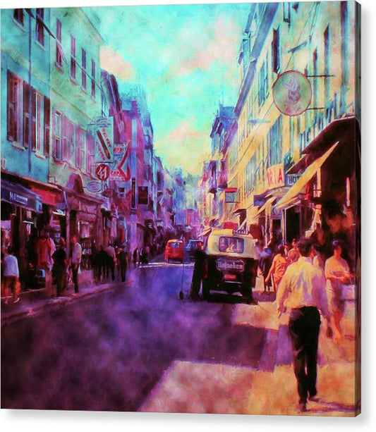Vintage Travel Street Scene 1969 - Acrylic Print