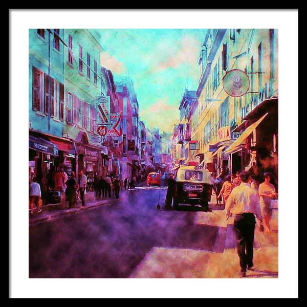 Vintage Travel Street Scene 1969 - Framed Print