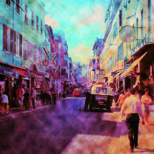 Vintage Travel Street Scene 1969 - Art Print