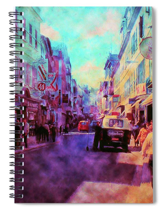 Vintage Travel Street Scene 1969 - Spiral Notebook