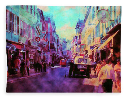 Vintage Travel Street Scene 1969 - Blanket