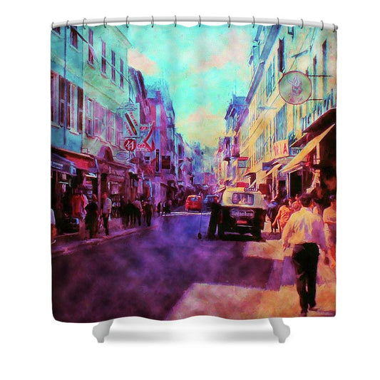 Vintage Travel Street Scene 1969 - Shower Curtain