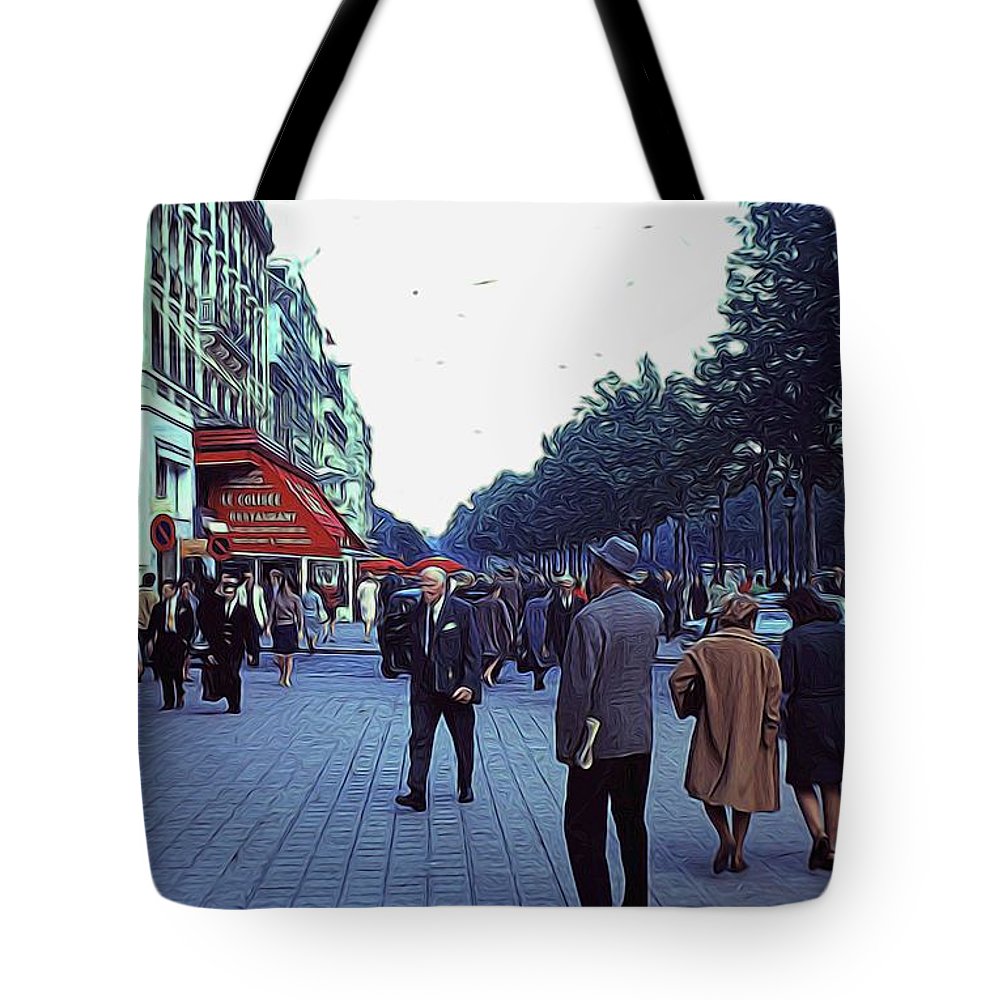 Vintage Travel Street Scene Shoppers - Tote Bag