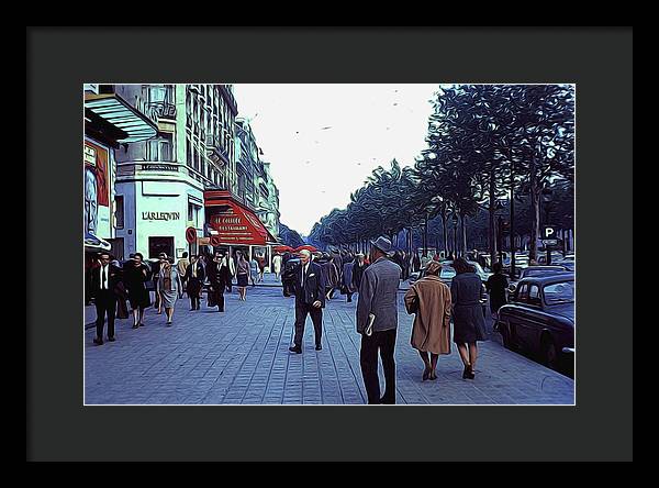 Vintage Travel Street Scene Shoppers - Framed Print