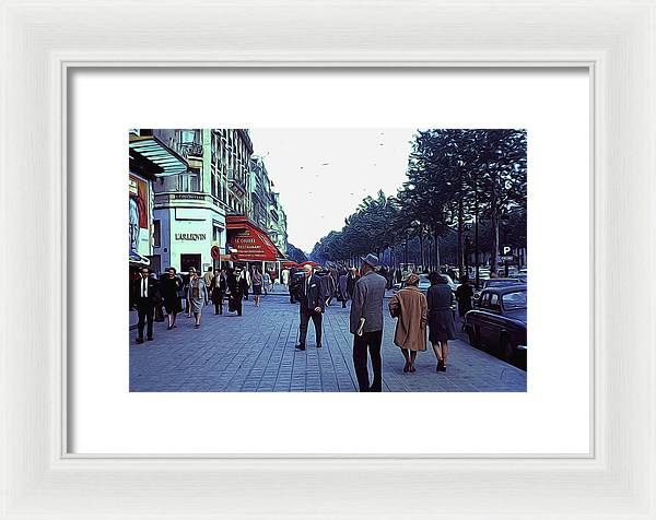 Vintage Travel Street Scene Shoppers - Framed Print