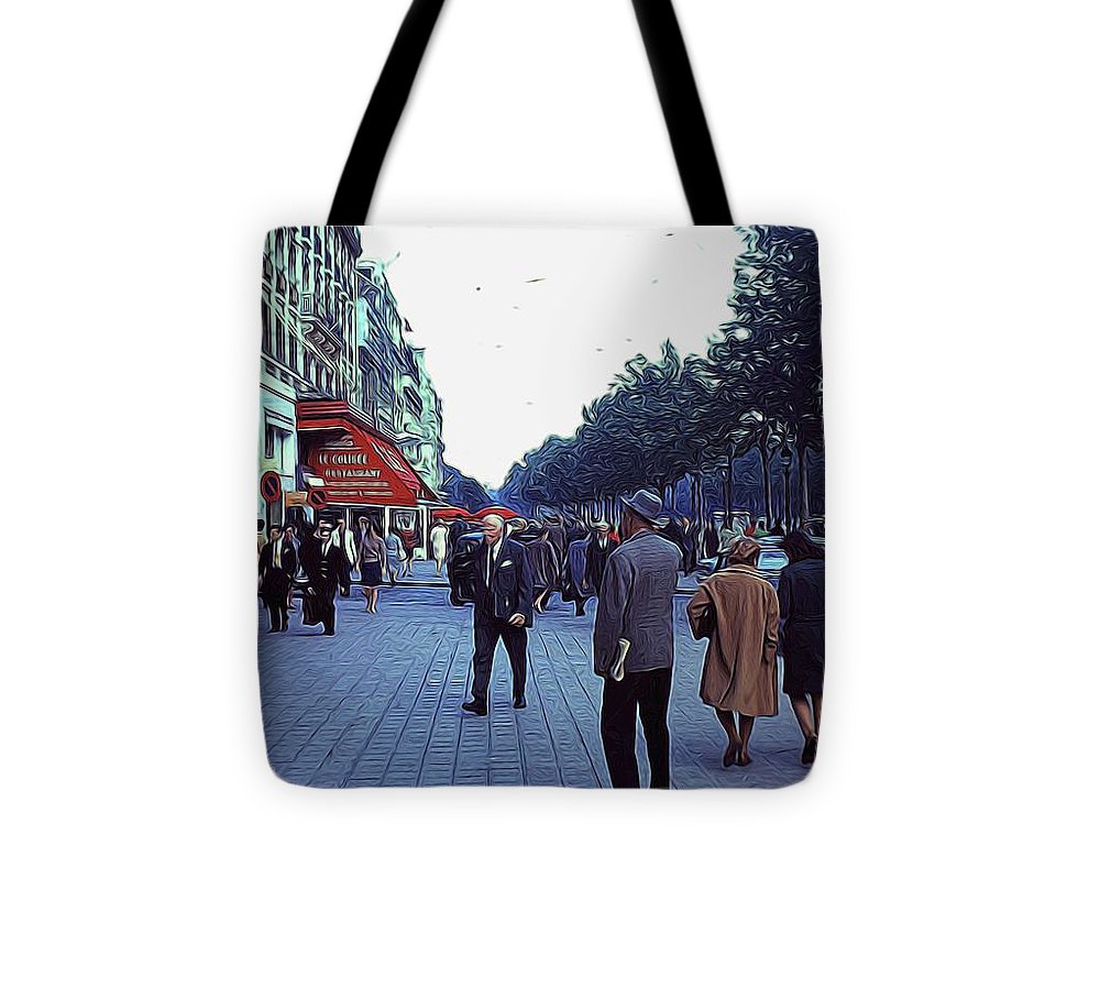Vintage Travel Street Scene Shoppers - Tote Bag
