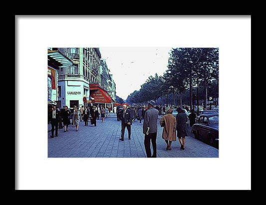 Vintage Travel Street Scene Shoppers - Framed Print