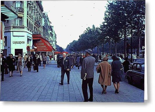 Vintage Travel Street Scene Shoppers - Greeting Card