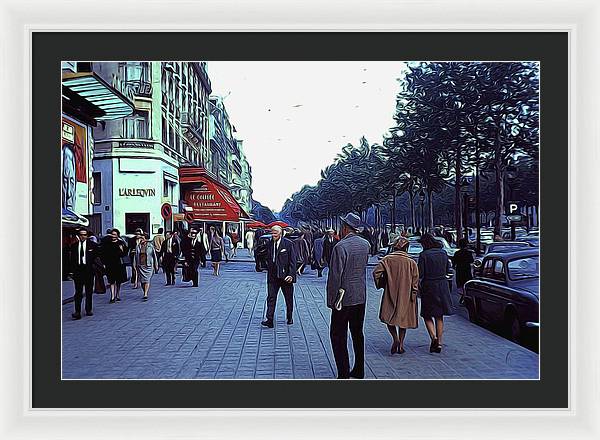 Vintage Travel Street Scene Shoppers - Framed Print