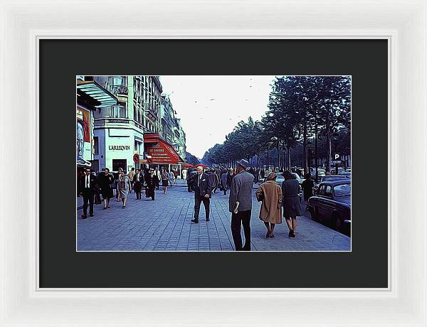 Vintage Travel Street Scene Shoppers - Framed Print