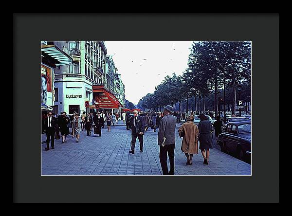 Vintage Travel Street Scene Shoppers - Framed Print