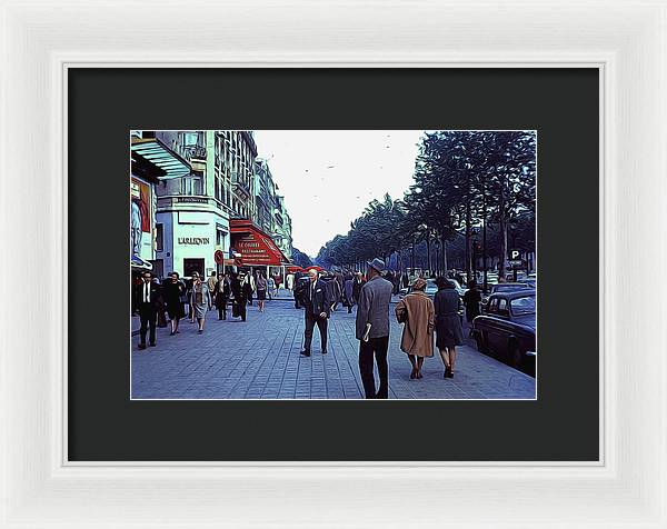 Vintage Travel Street Scene Shoppers - Framed Print