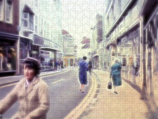 Vintage Travel Street With Bicycle Rider - Puzzle