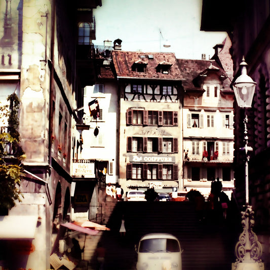 Vintage Old City With lamp posts Digital Image Download