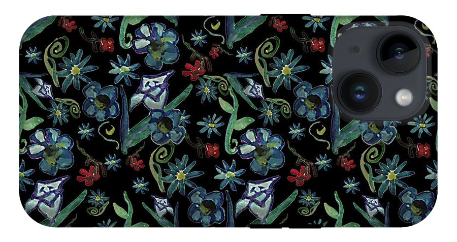 Watercolor Flowers On Black - Phone Case
