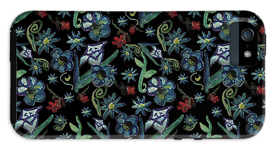 Watercolor Flowers On Black - Phone Case