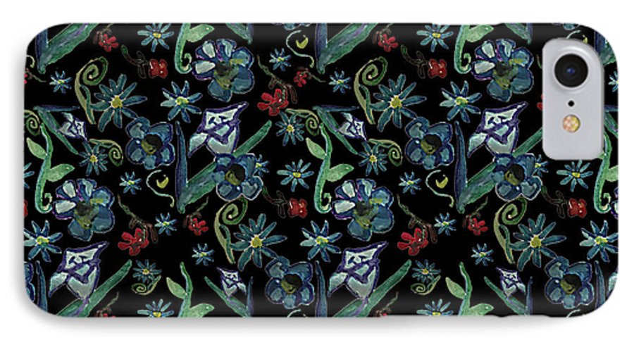 Watercolor Flowers On Black - Phone Case