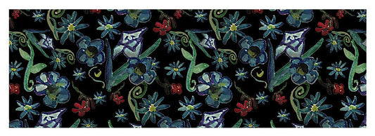 Watercolor Flowers On Black - Yoga Mat