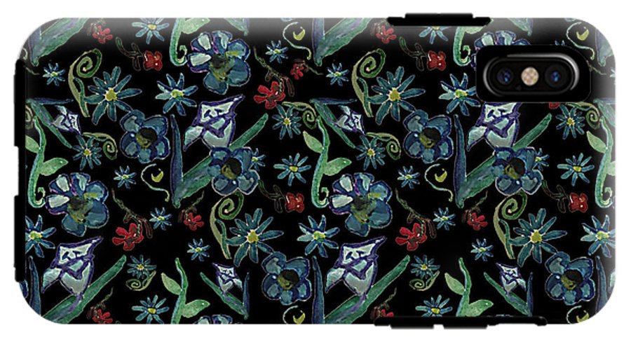 Watercolor Flowers On Black - Phone Case