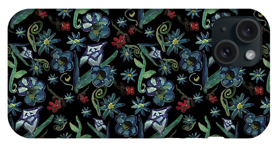 Watercolor Flowers On Black - Phone Case