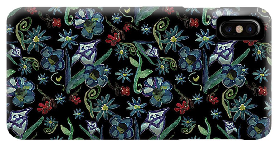 Watercolor Flowers On Black - Phone Case