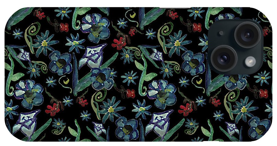 Watercolor Flowers On Black - Phone Case